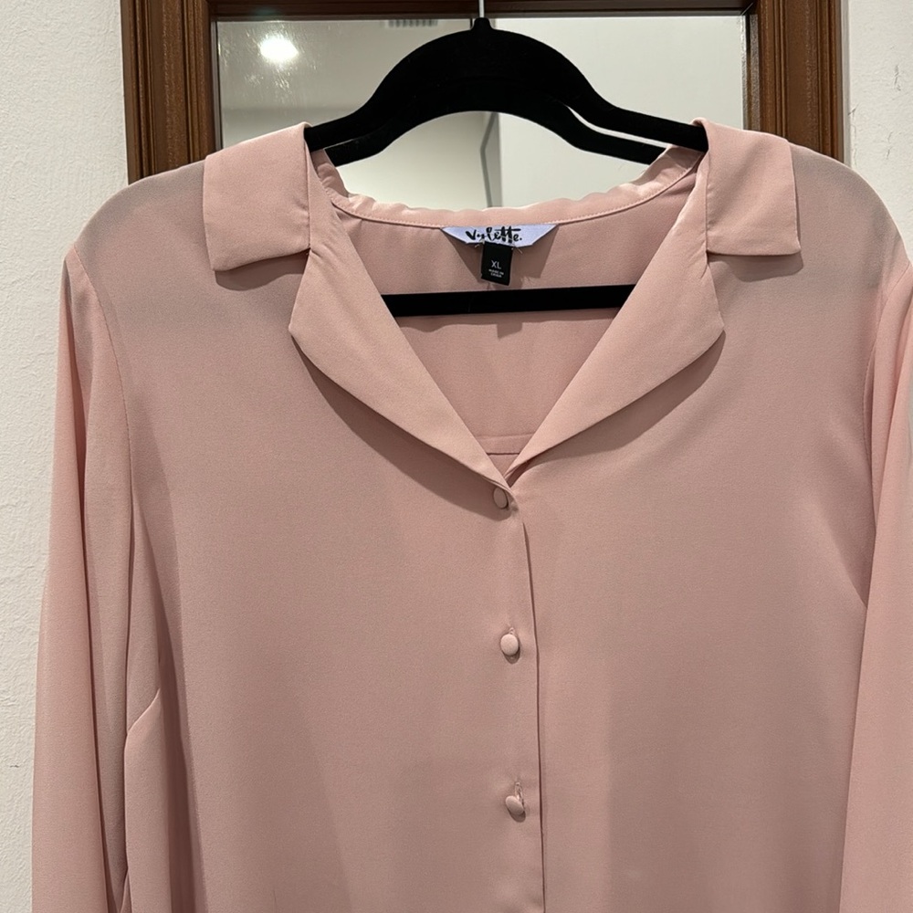 Vylette, size XL, dusty rose, long sleeve blouse